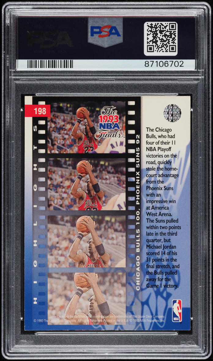 1993 Upper Deck Basketball Michael Jordan #198 PSA 7 NRMT