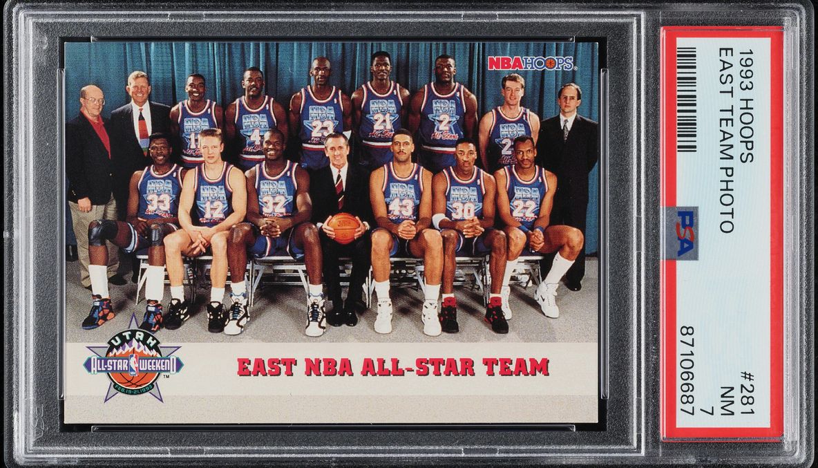 1993 Hoops East Team Photo w/ Michael Jordan #281 PSA 7 NRMT