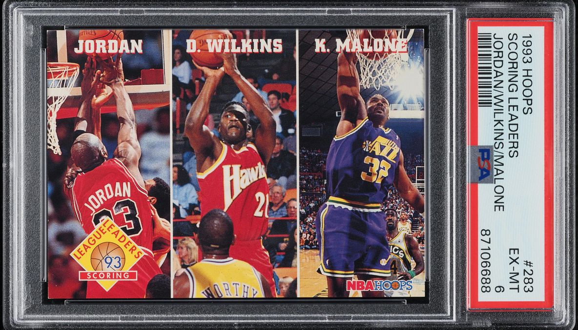 1993 Hoops Michael Jordan Karl Malone Dominque Wilkins LDRS #283 PSA 6 EXMT