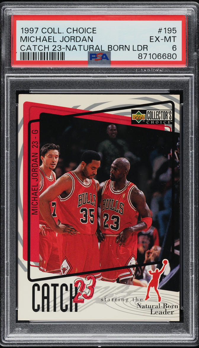 1997 Collector's Choice Catch 23 Natural Born Leader Michael Jordan #195 PSA 6