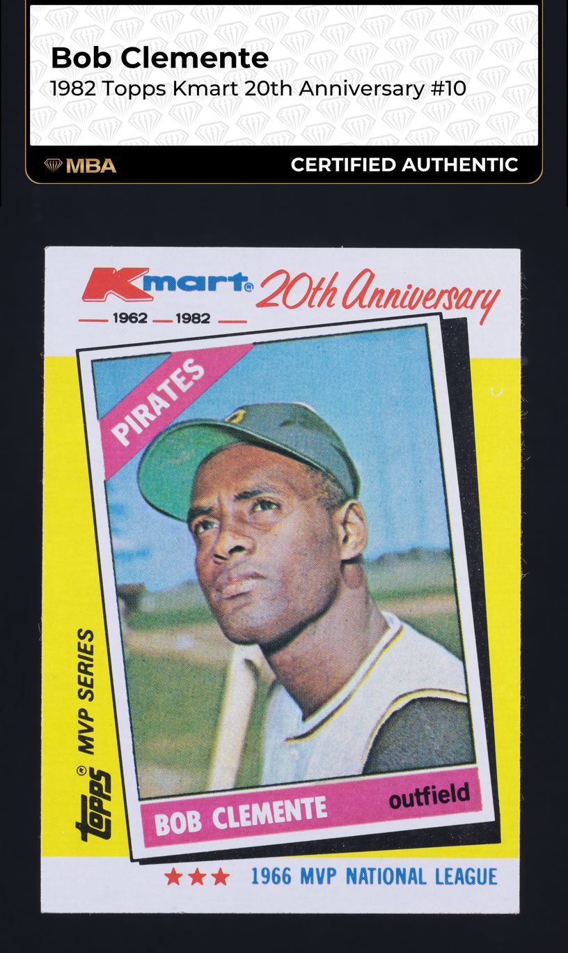 1982 Topps Kmart 20th Anniversary Bob Clemente #10 MBA AUTH