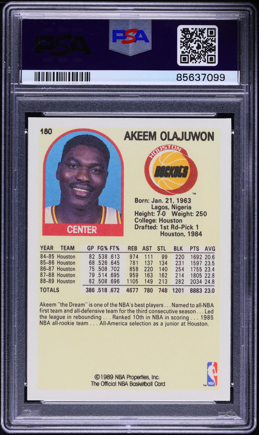 1989 Hoops Hakeem Olajuwon #180 PSA 7 NRMT