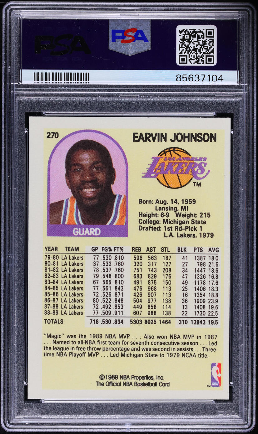 1989 Hoops Magic Johnson #270 PSA 6 EXMT