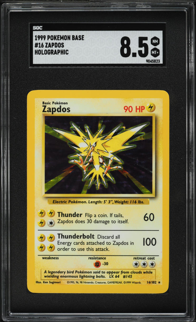 1999 Pokemon Base Set Holo Zapdos #16 SGC 8.5 NM-MT+