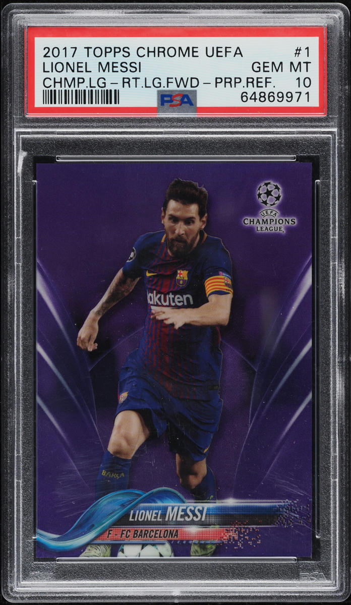 2017 Topps Chrome UEFA Purple Refractor Lionel Messi /250 #1 PSA 10 GEM MINT