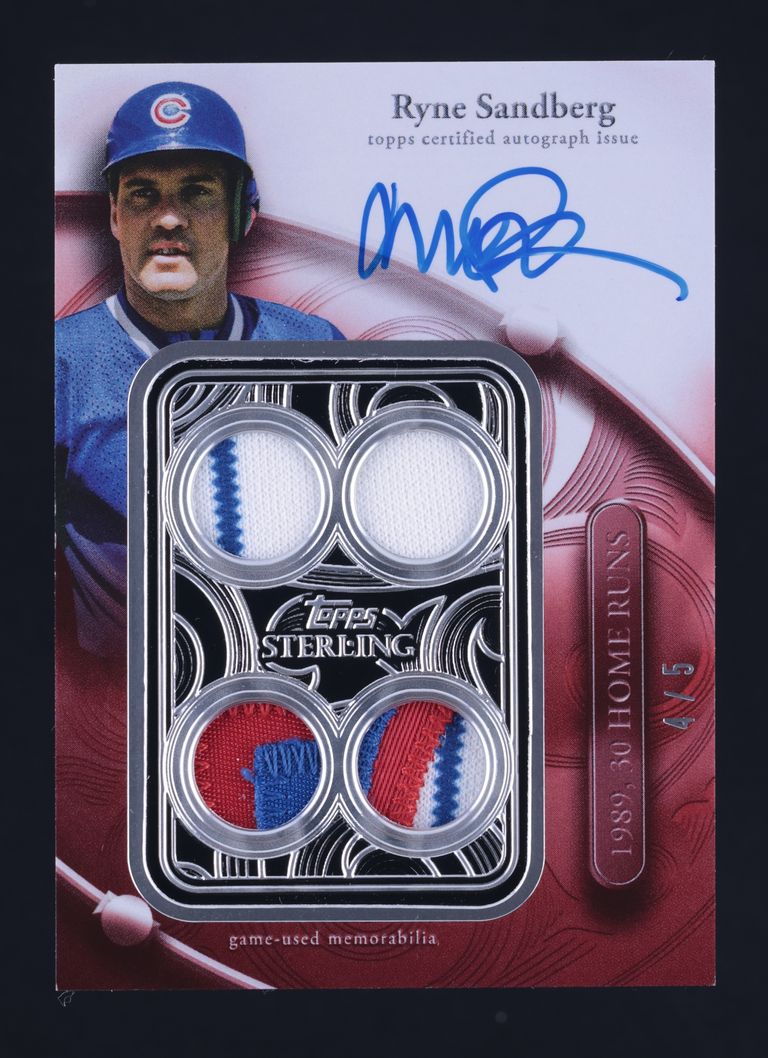 2024 Topps Sterling Swings Red Ryne Sandberg PATCH AUTO /5 #SWAR-RS MBA AUTH