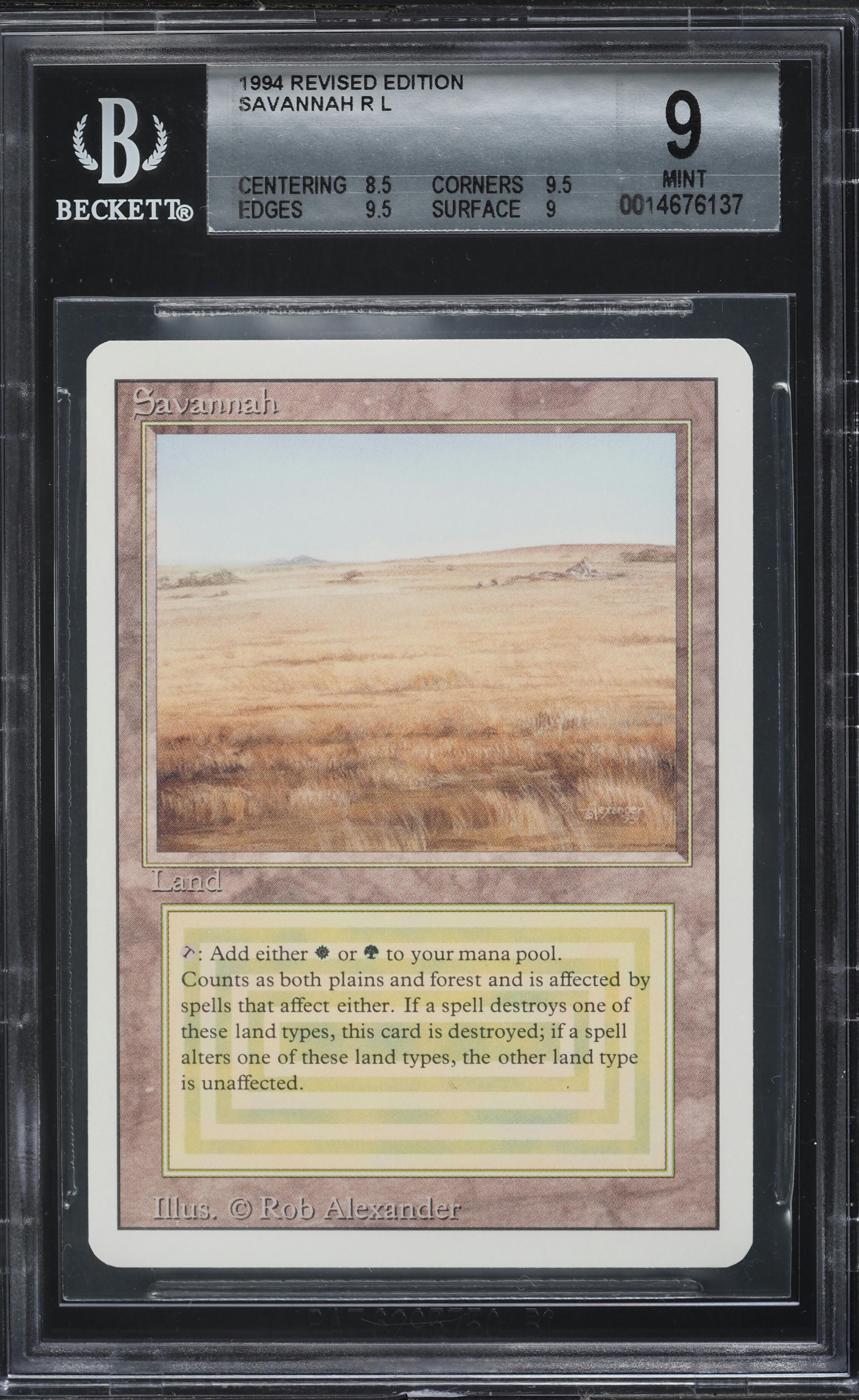 1994 Magic The Gathering MTG Revised Edition Dual Land Savannah