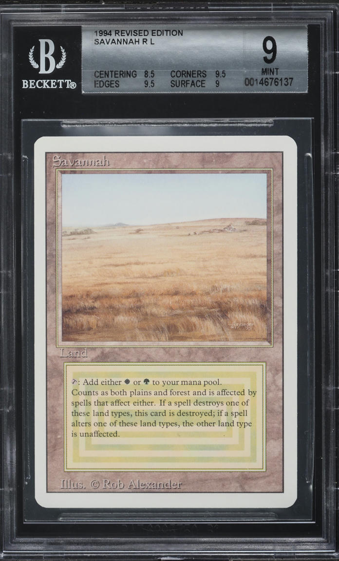 1994 Magic The Gathering MTG Revised Edition Dual Land Savannah