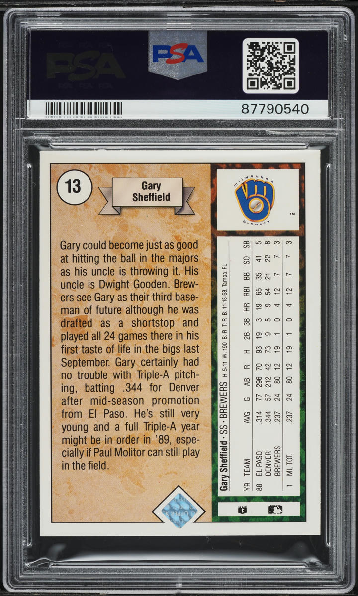 1989 Upper Deck Gary Sheffield ROOKIE #13 PSA 8 NM-MT