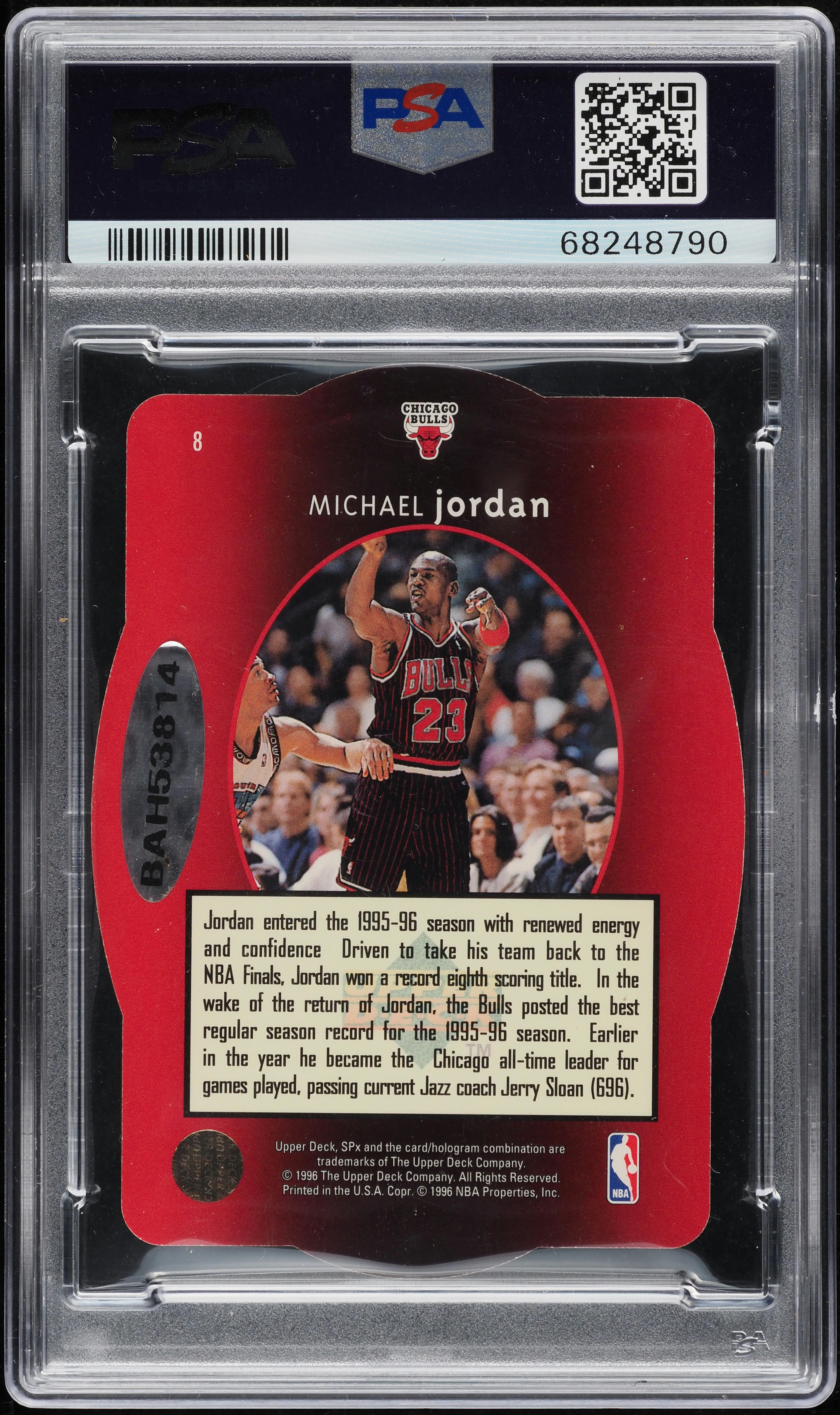 1996 SPx Basketball Michael Jordan AUTO DNA 10 #8 PSA 7 NRMT on
