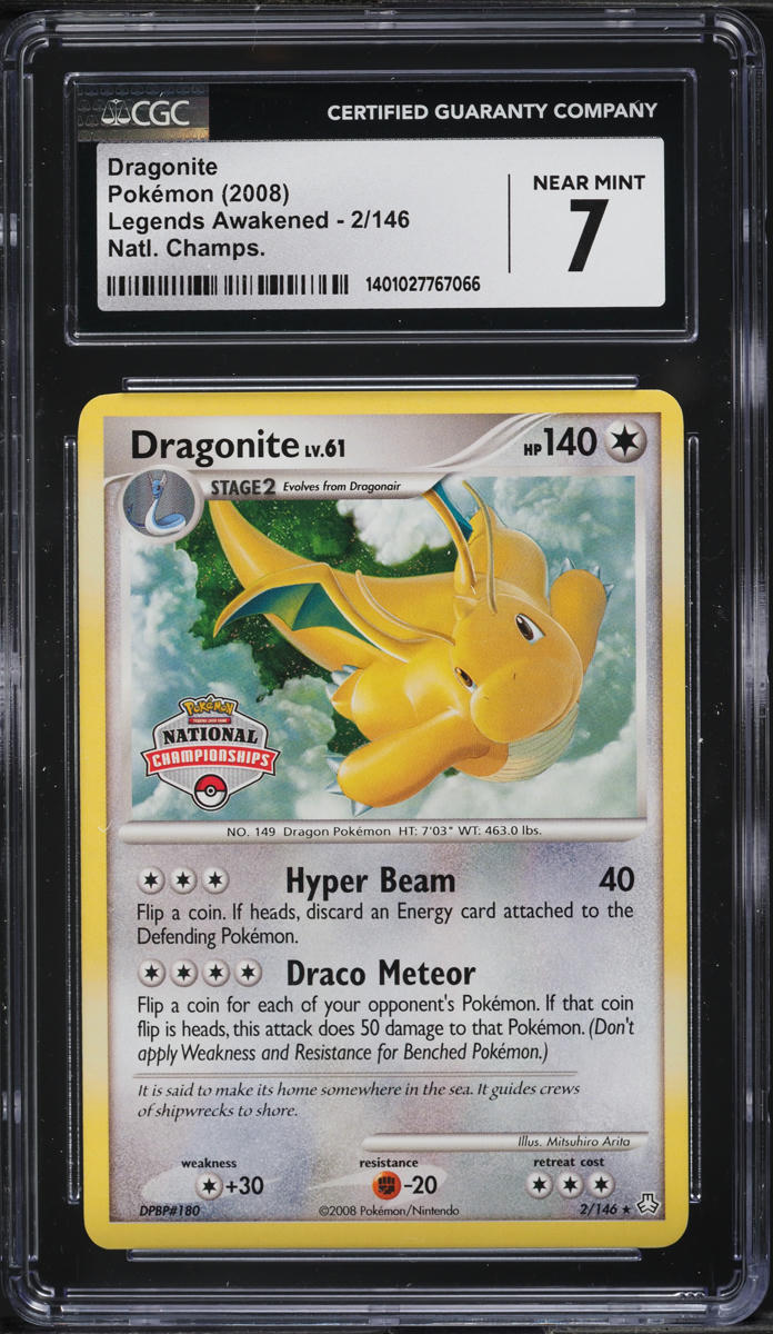 2008 Pokemon DP Legends Awakened National Championships Dragonite #2 CGC 7 NRMT