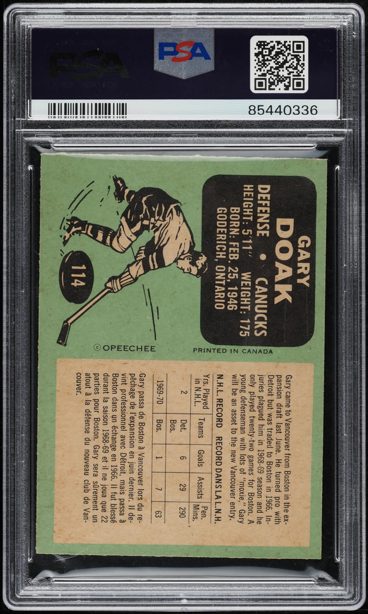 1970 O-Pee-Chee Hockey Gary Doak #114 PSA 8 NM-MT