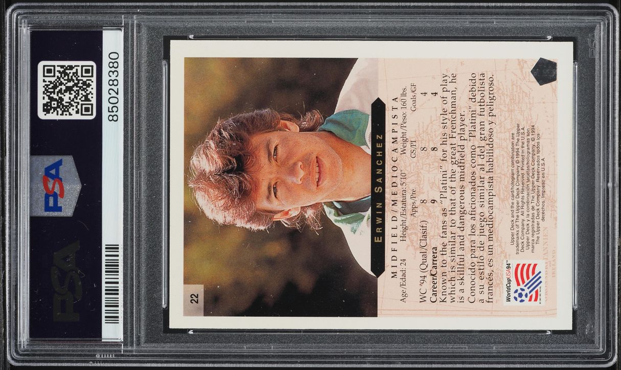 1994 Upper Deck World Cup Heroes & All Stars Erwin Sanchez #22 PSA 8 NM-MT
