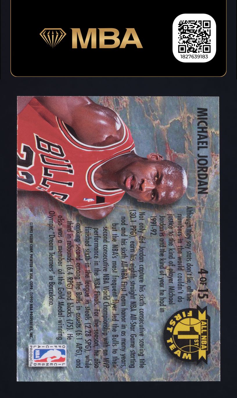 1992 Ultra All-NBA Michael Jordan #4 MBA AUTH