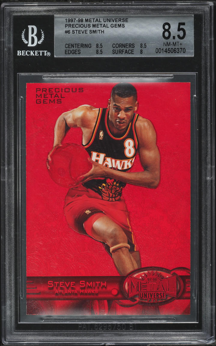 1997 Metal Universe Precious Metal Gems PMG Red Steve Smith /100 #6  BGS 8.5