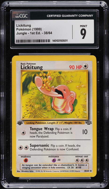 schlurp pokemon card 1999 German Jungle 1st Edition Lickitung #38 BGS 9 MINT on Fanatics Collect Schlurp #180/162 Illustration Rare Gewalten