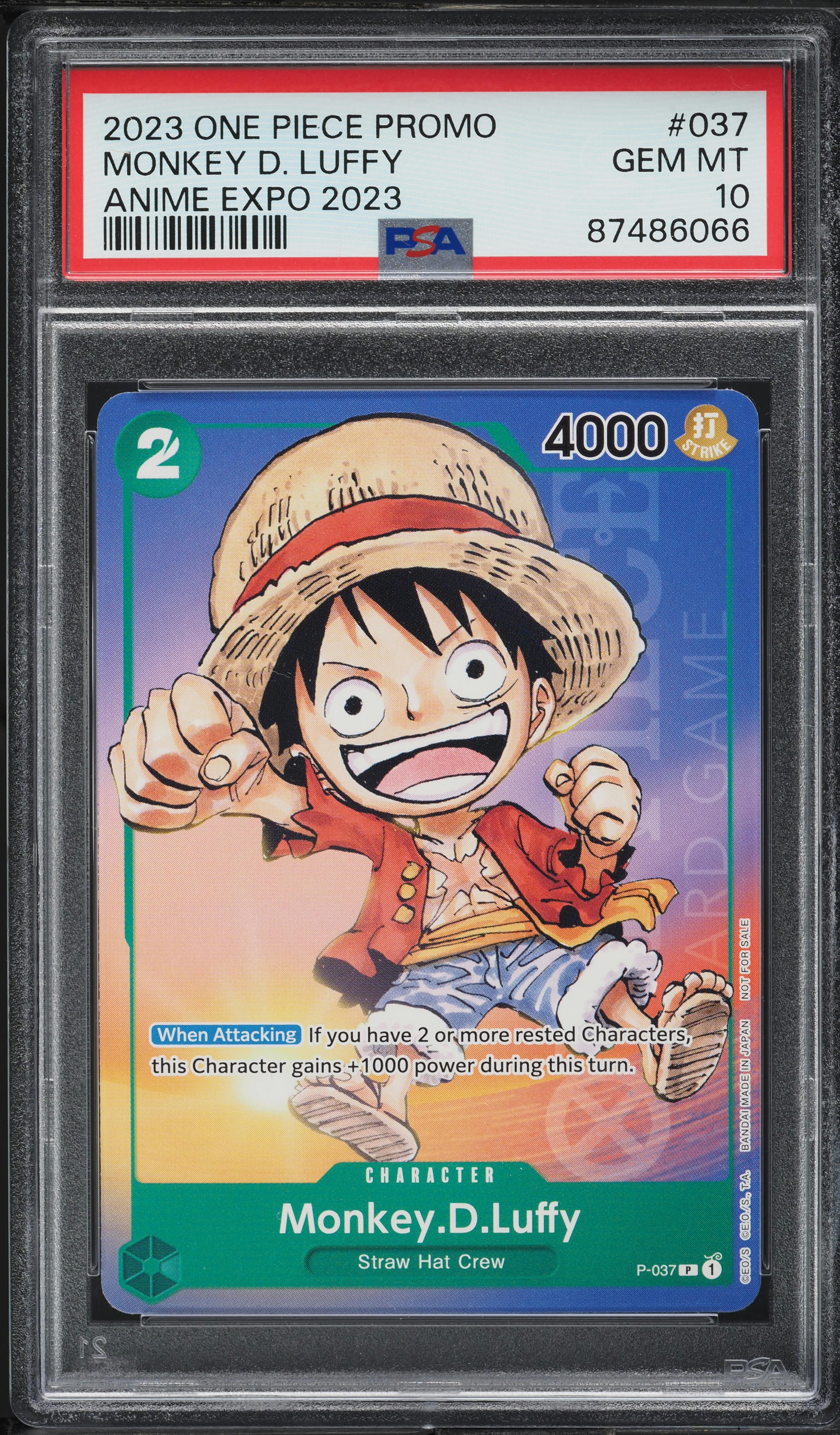 2023 One Piece Promo Anime Expo '23 Monkey D Luffy #P-037 PSA 10