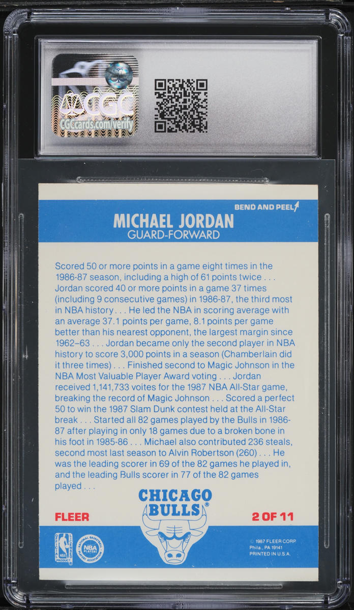 1987 Fleer Stickers Michael Jordan #2 CGC 8 NM-MT