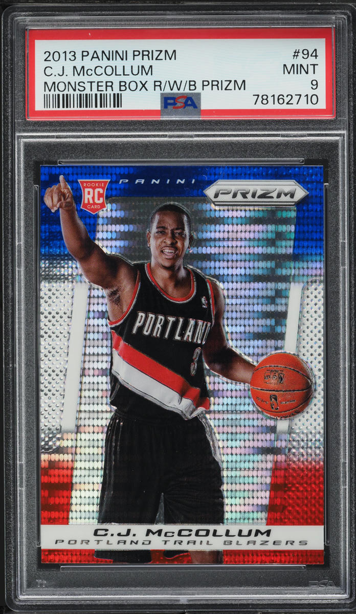 2013 Panini Prizm Monster Box Red White Blue C.J. McCollum ROOKIE #94 PSA 9 MINT