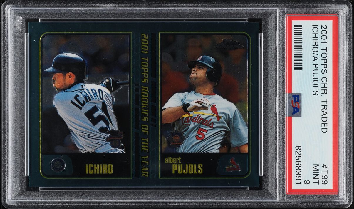 2001 Topps Chrome Traded Ichiro Suzuki & Albert Pujols ROOKIE #T99 PSA 9 MINT