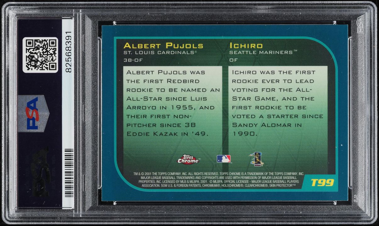 2001 Topps Chrome Traded Ichiro Suzuki & Albert Pujols ROOKIE #T99 PSA 9 MINT