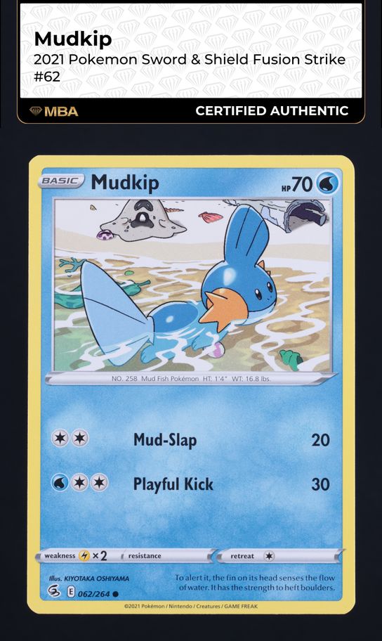 2021 Pokemon Sword & Shield Fusion Strike Mudkip #62 MBA AUTH