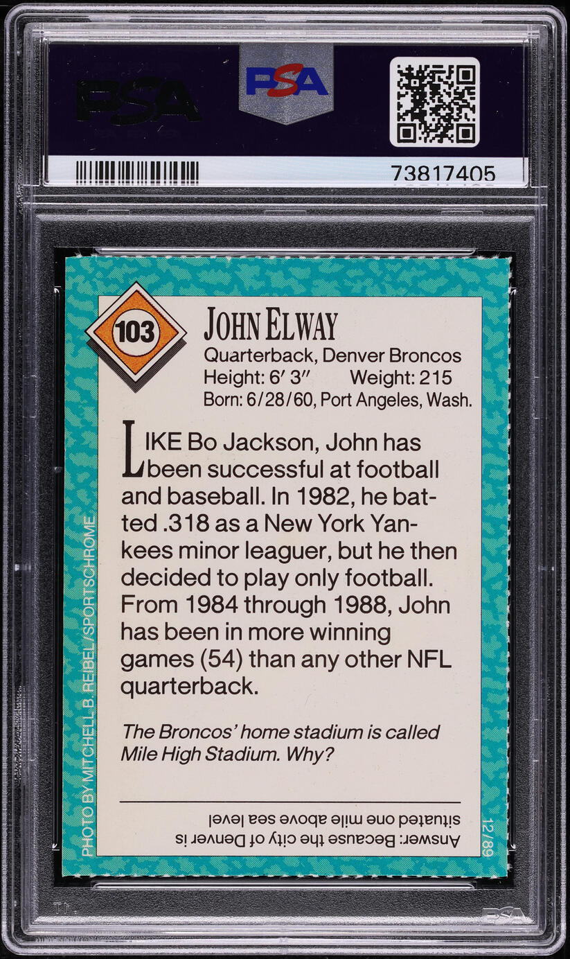 1989 Sports Illustrated For Kids John Elway #103 PSA 8 NM-MT