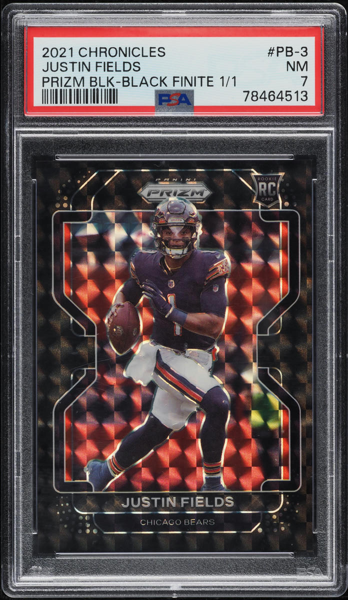 2021 Panini Chronicles Black Finite Prizm Justin Fields ROOKIE 1/1 #PB-3 PSA 7