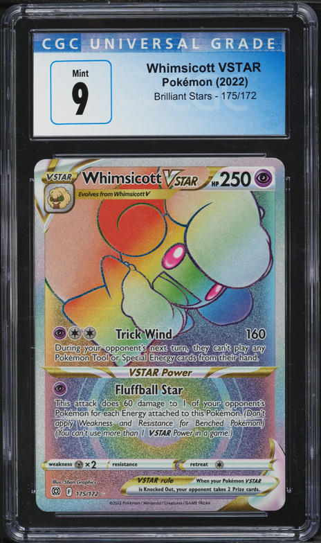 2022 Pokemon SWSH Brilliant Stars Hyper Rare Whimsicott VSTAR #175 CGC 9 MINT