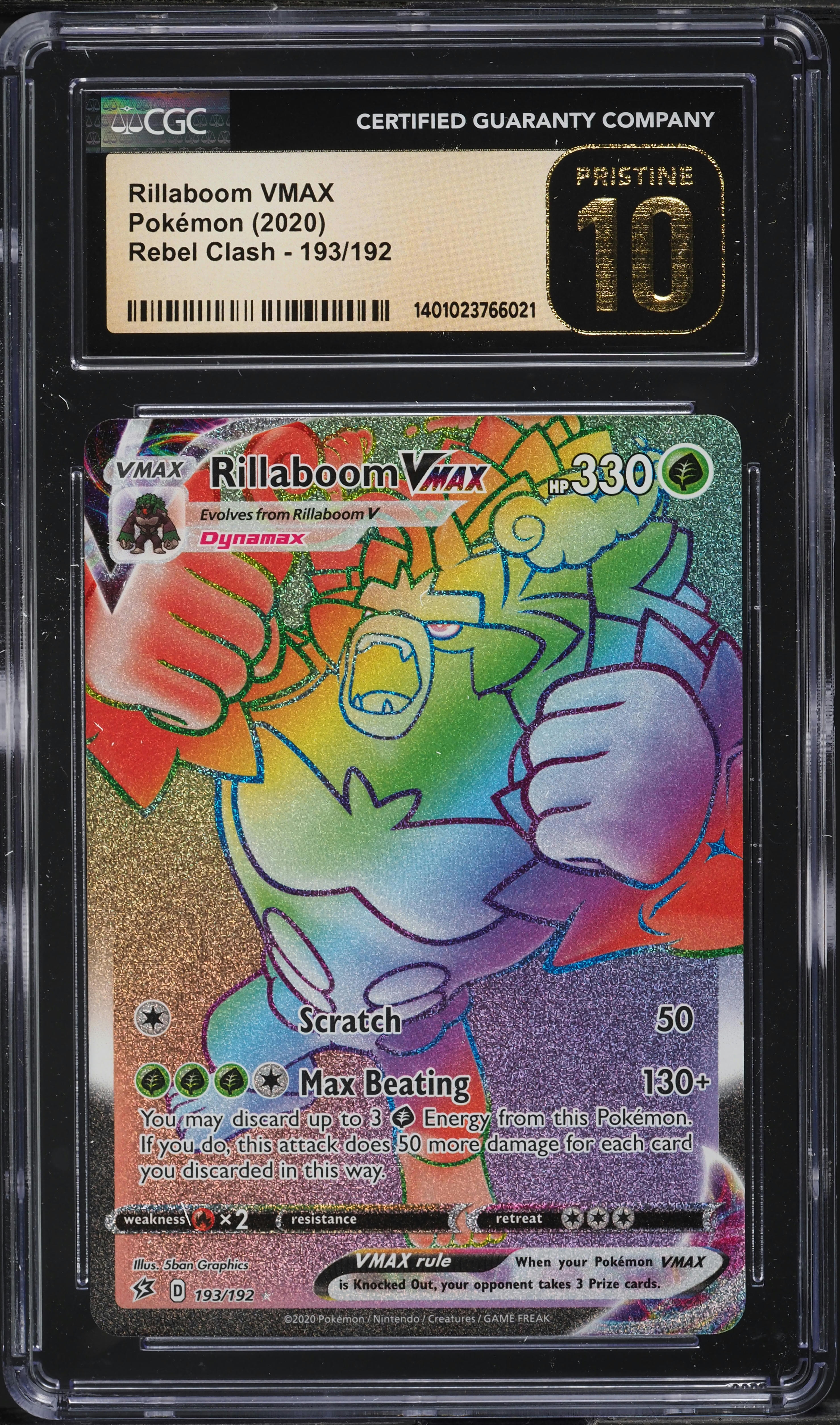 rillaboom vmax pokemon card price 2020 SWSH Rebel Clash Hyper Rare #193 CGC 10 PRISTINE on Fanatics Collect [1] Scratch (50) Attack 2 Pokemon TCG - s1a -