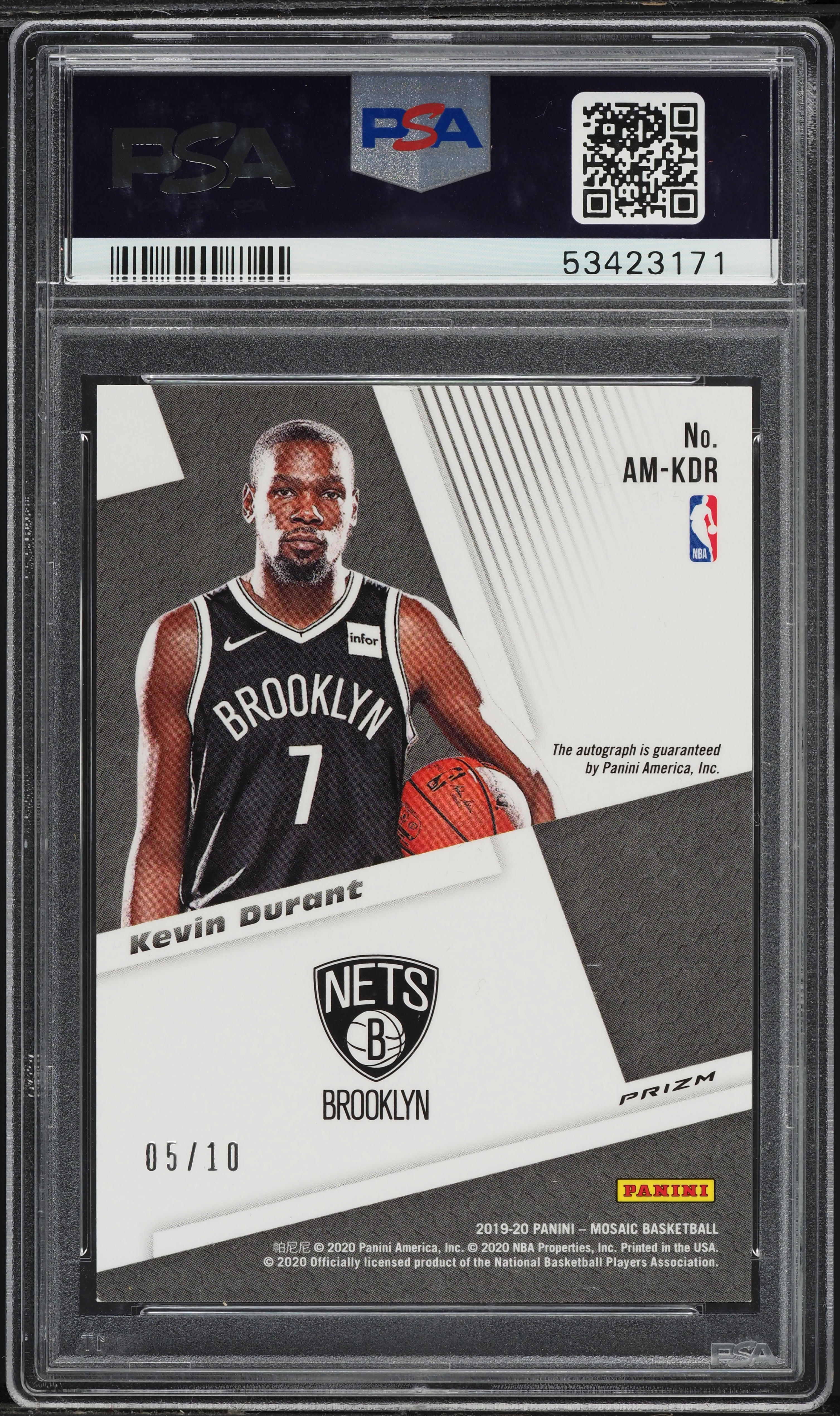 2019 Panini Mosaic Gold Kevin Durant AUTO /10 #AM-KDR PSA 6 EXMT