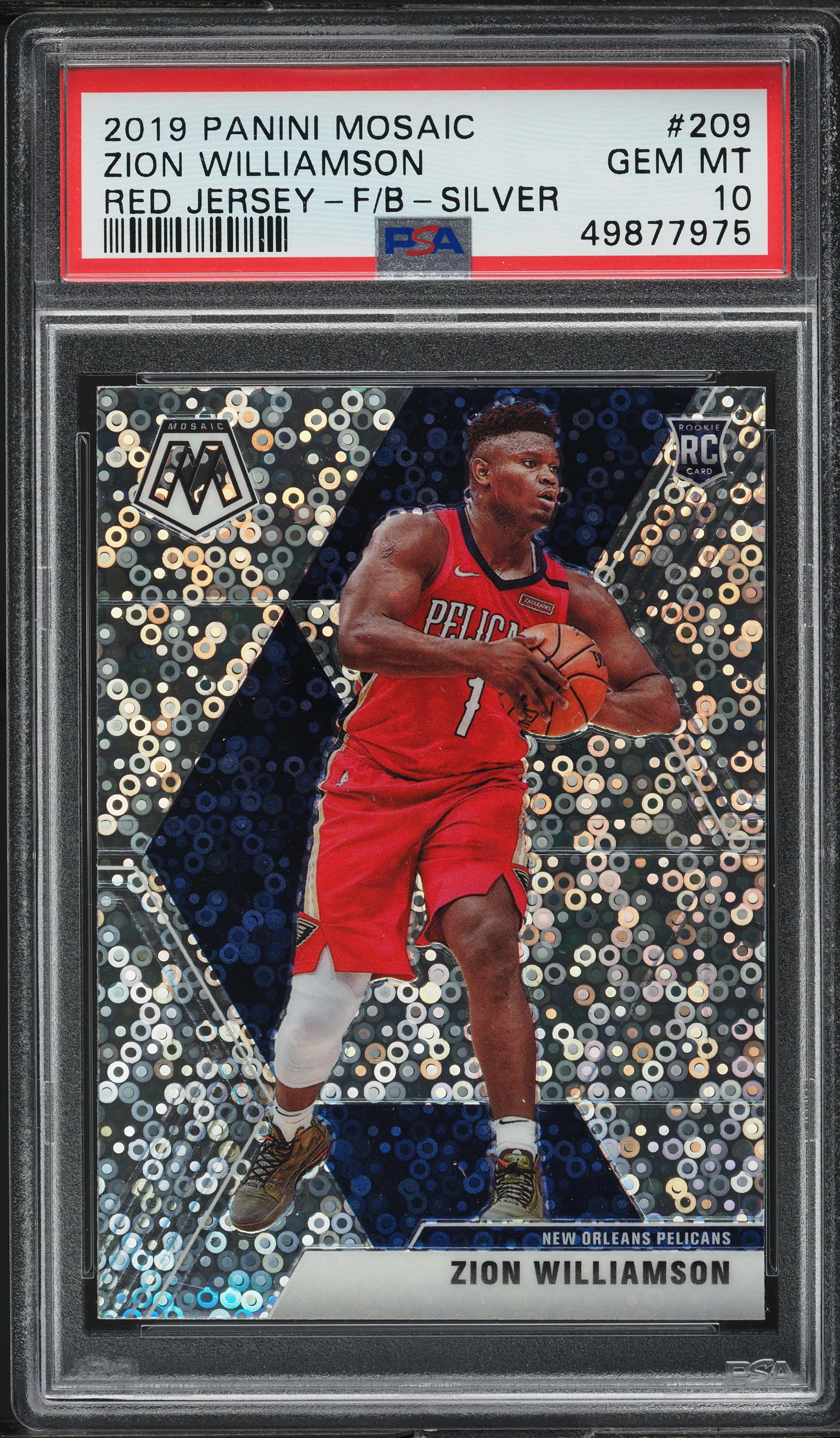 2019 Panini Mosaic Fast Break Silver Zion Williamson ROOKIE #209