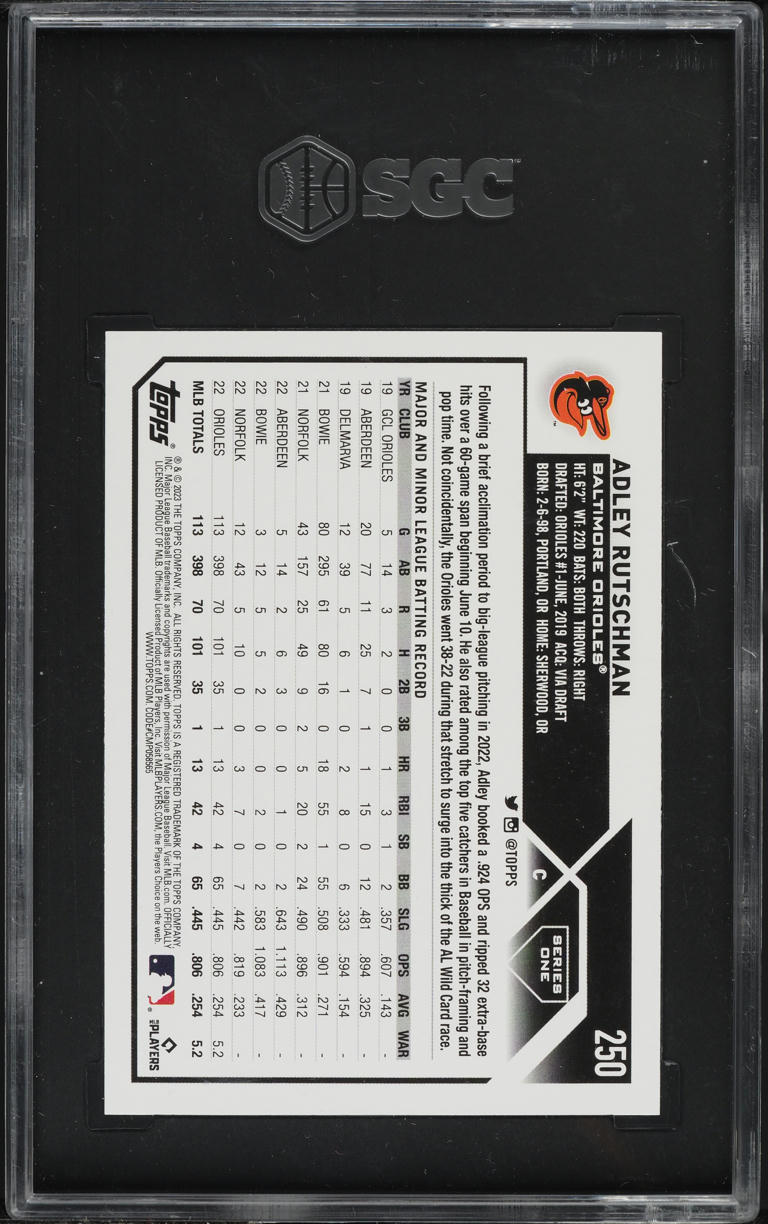 2023 Topps Adley Rutschman ROOKIE #250 SGC 10 GEM MINT