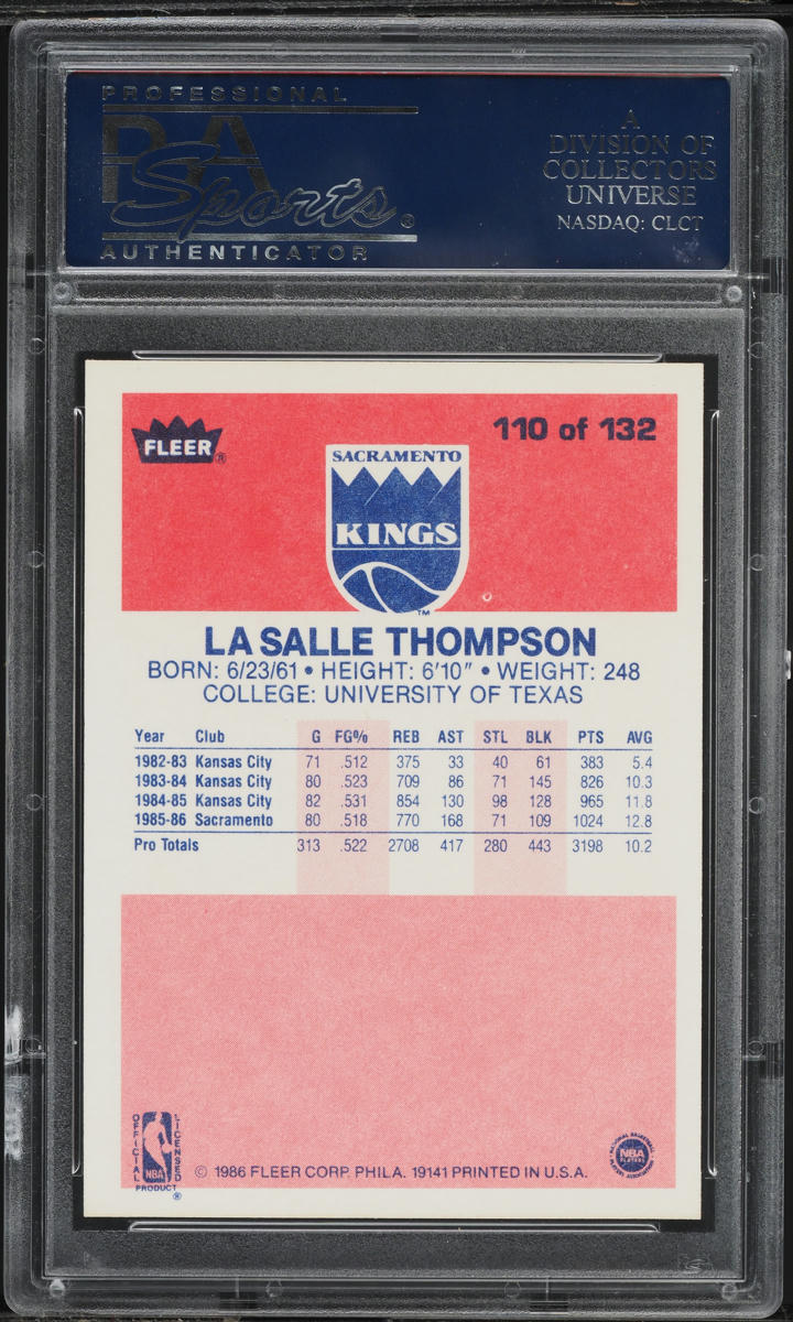 1986 Fleer Basketball LaSalle Thompson #110 PSA 10 GEM MINT