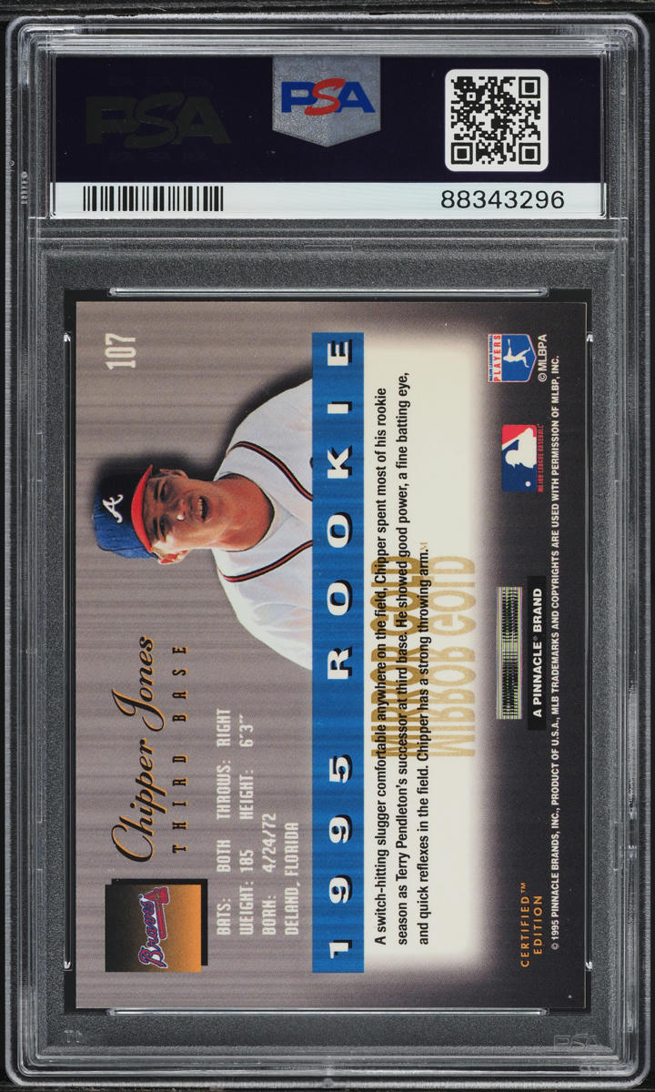 1995 Select Certified Mirror Gold Chipper Jones #107 PSA 9 MINT