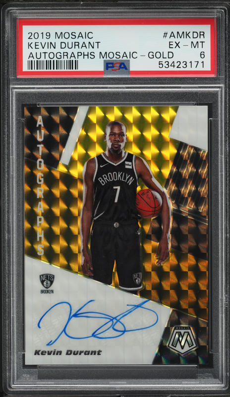 2019 Panini Mosaic Gold Kevin Durant AUTO /10 #AM-KDR PSA 6 EXMT