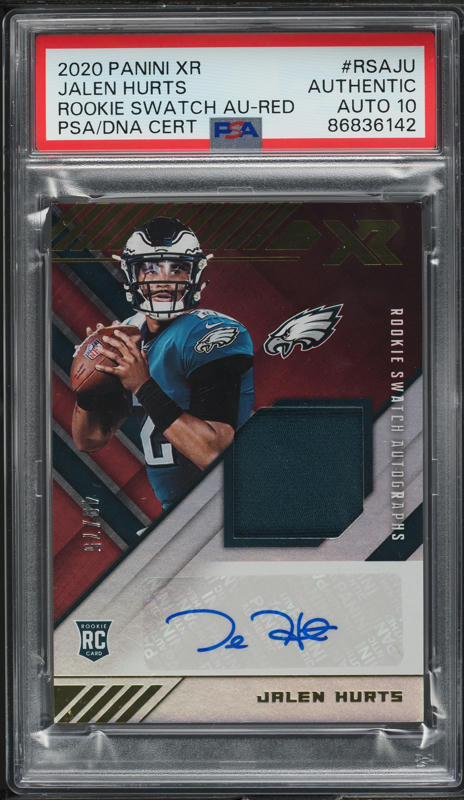2020 Panini XR Red Jalen Hurts ROOKIE PATCH AUTO DNA 10 /75 #RSA