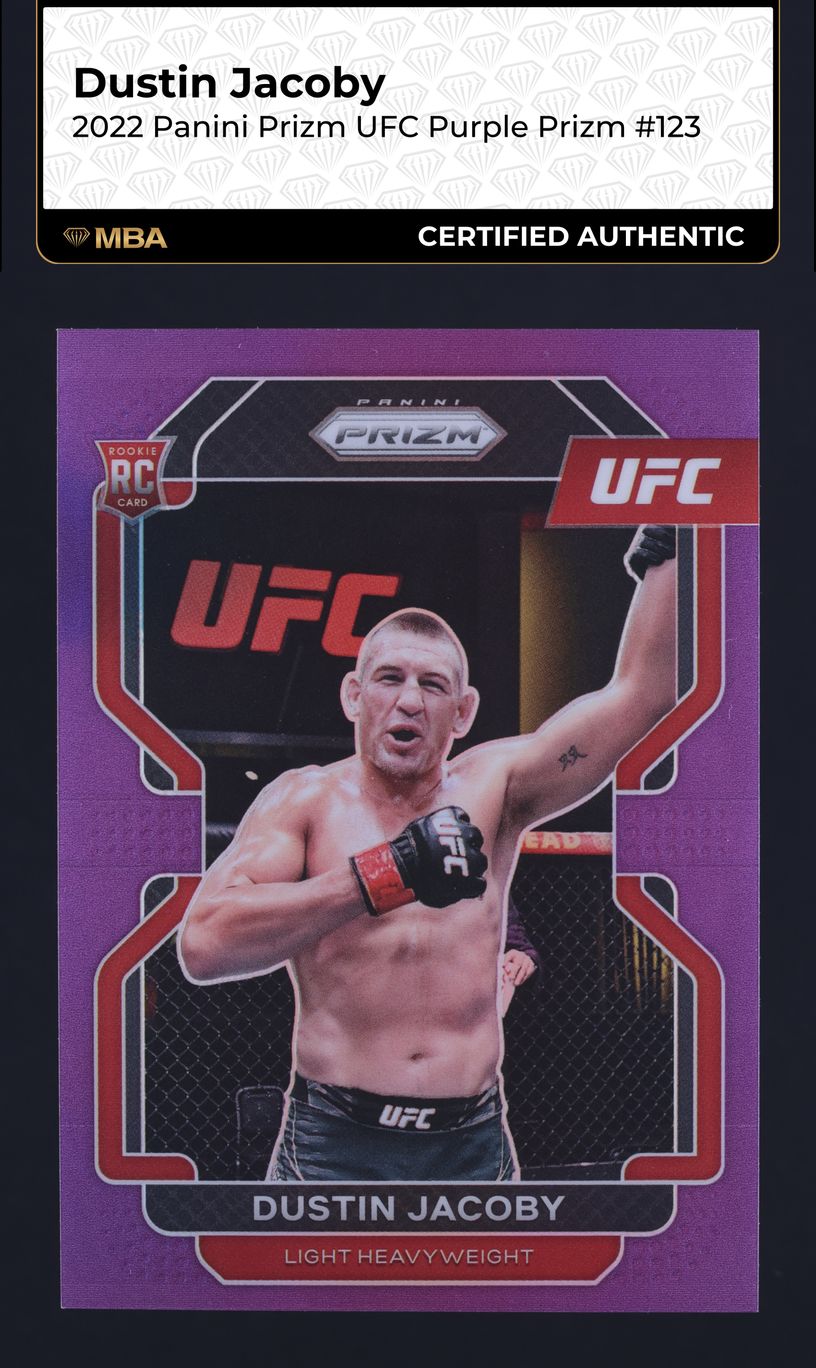 2022 Panini Prizm UFC Purple Dustin Jacoby ROOKIE /149 #123 MBA AUTH