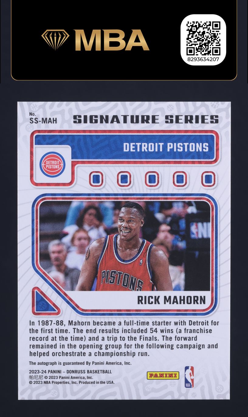 2023 Donruss Signature Series Rick Mahorn AUTO #SS-MAH MBA AUTH