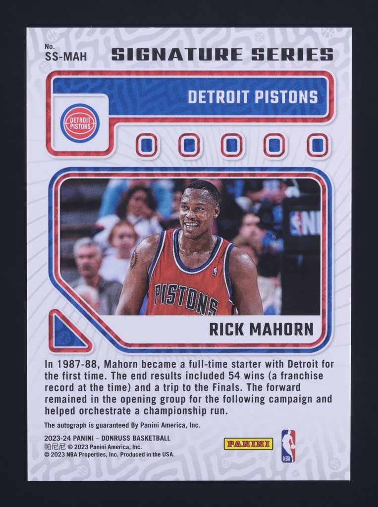 2023 Donruss Signature Series Rick Mahorn AUTO #SS-MAH MBA AUTH