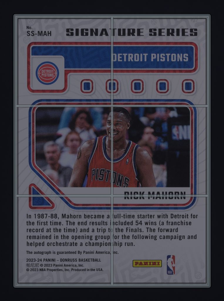 2023 Donruss Signature Series Rick Mahorn AUTO #SS-MAH MBA AUTH