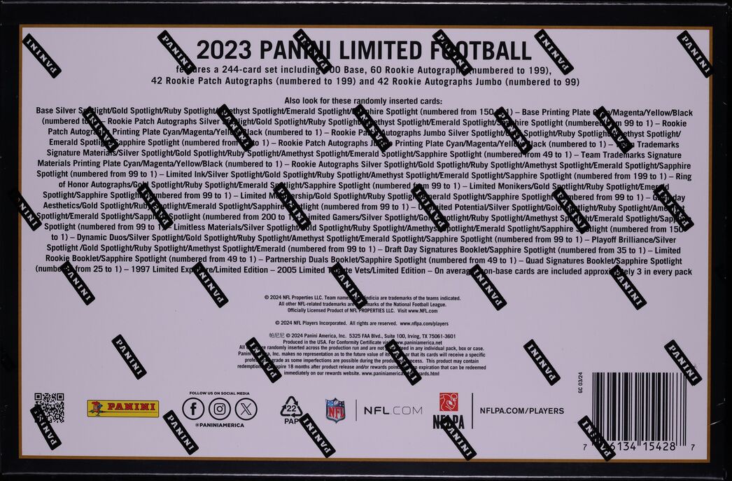 2023 Panini Limited Football FOTL Sealed Hobby Box