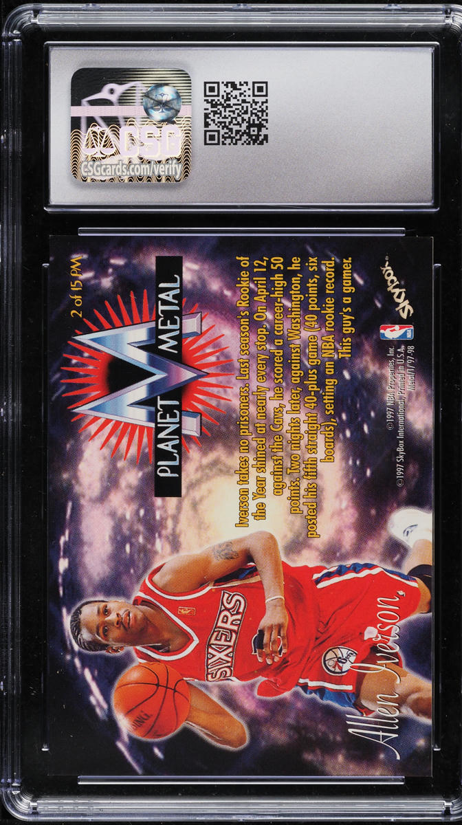 1997 Metal Universe Planet Metal Allen Iverson #2 CSG 9 MINT