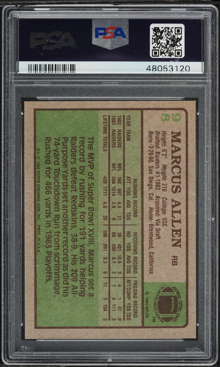 1984 Topps Football Marcus Allen #98 PSA 6 EXMT