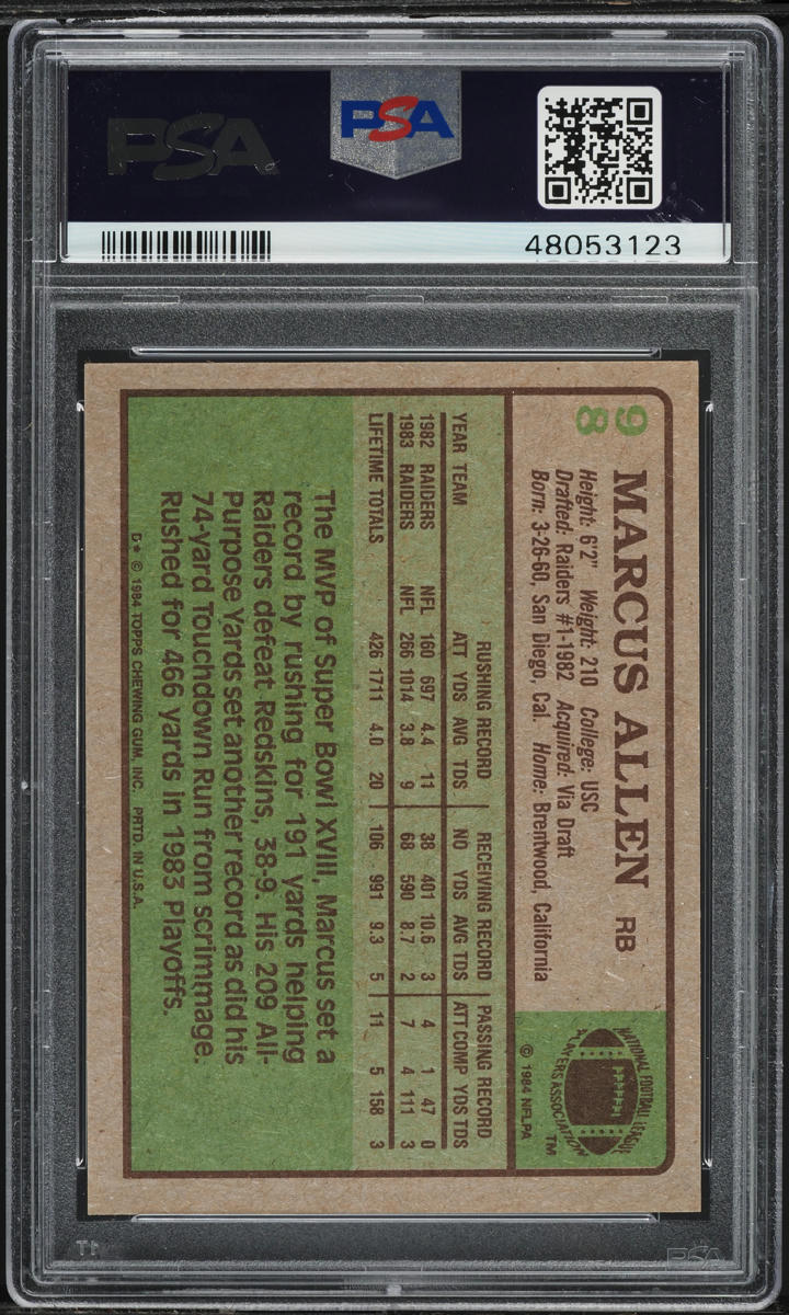 1984 Topps Football Marcus Allen #98 PSA 6 EXMT