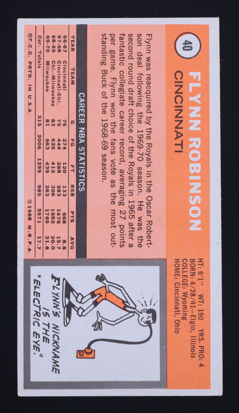 1970 Topps Basketball Flynn Robinson #40 MBA AUTH