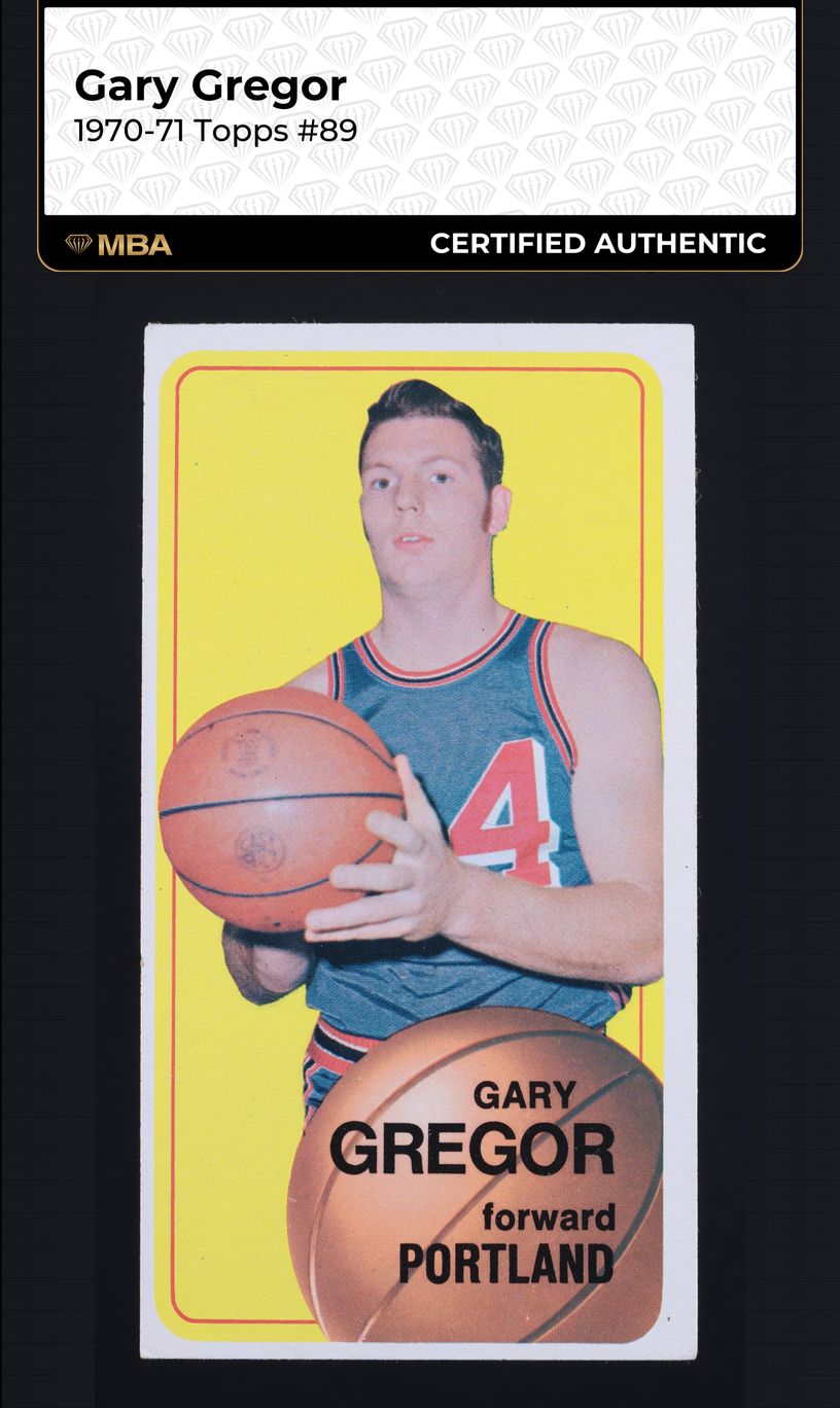 1970 Topps Gary Gregor #89 MBA AUTH