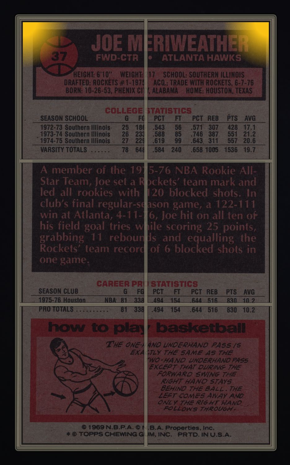 1976 Topps Basketball Joe Meriweather ROOKIE #37 MBA AUTH