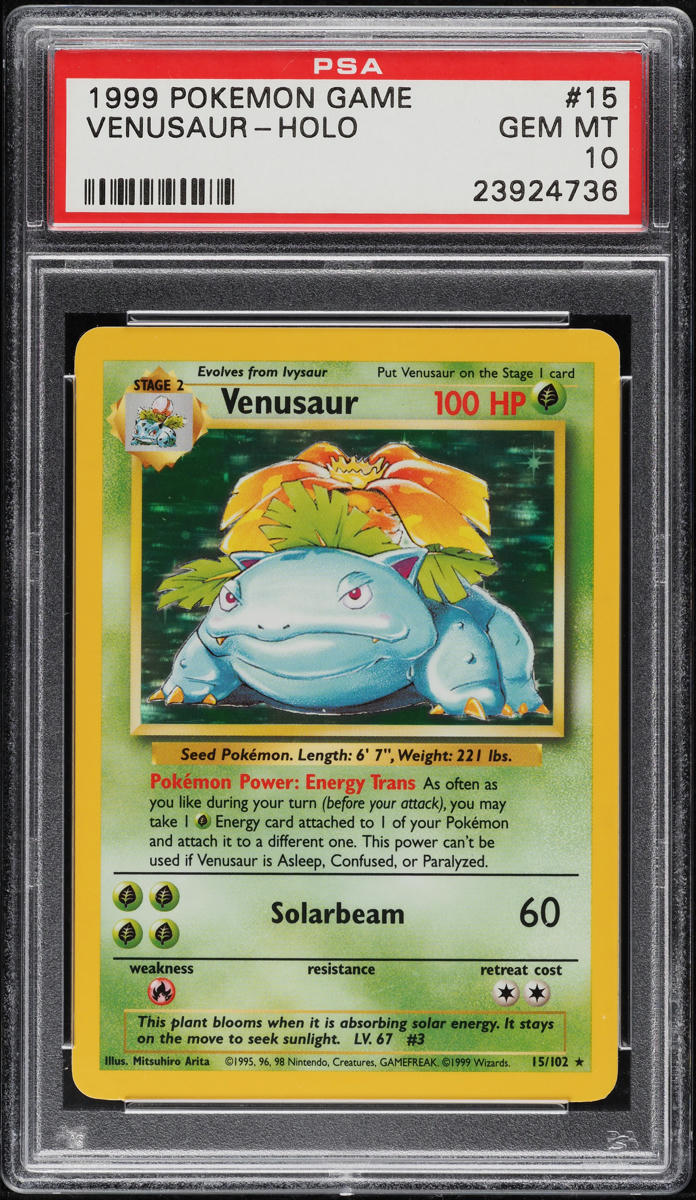 1999 venusaur pokemon card value Base Set Venusaur 15/102 1999 Holo (Wizards TCG, Pokémon) SGC 6| Bitz &  Buttons main image 0