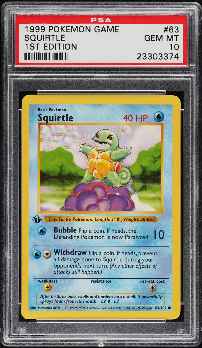 1995 squirtle pokemon card value 63 102 CGC 8.5 NM/MINT+ 63/102 Squirtle 63/95 Price 2026 |